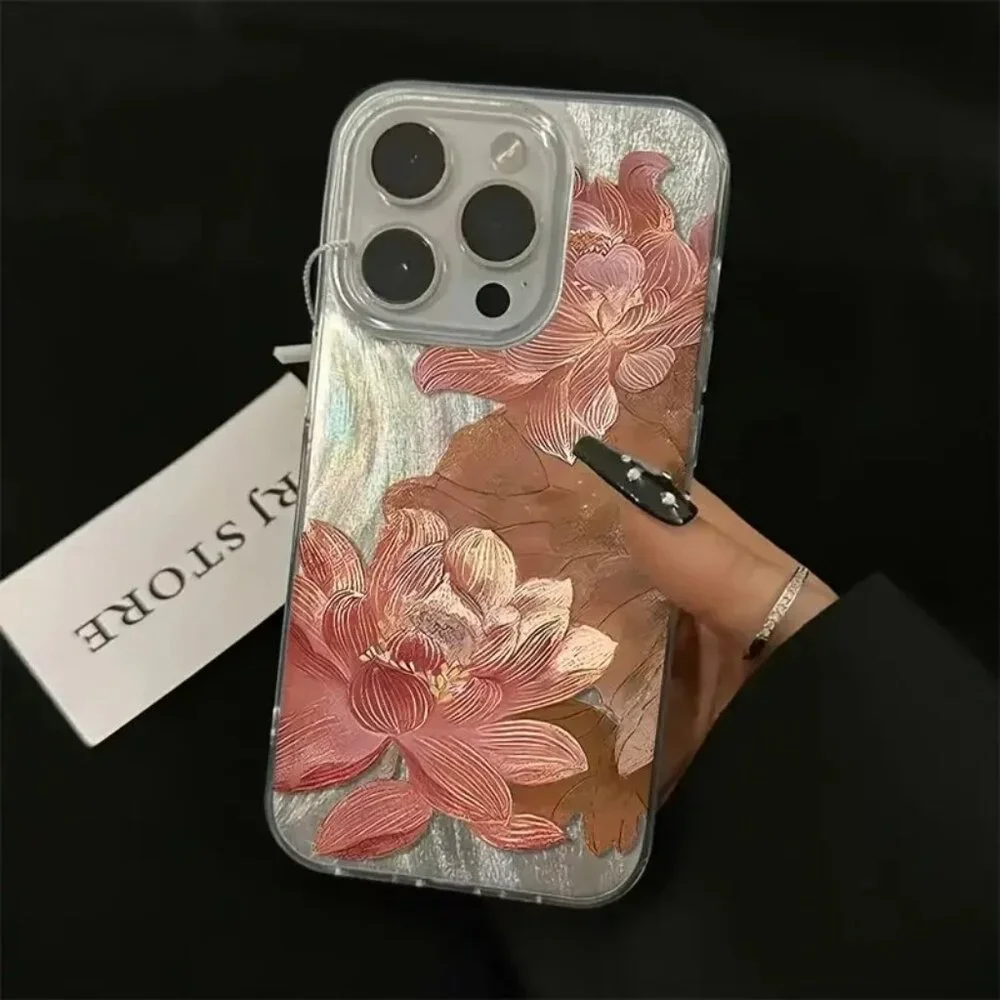 Apple iPhone 16 Pro/Max Elegant Metallic Floral phone case